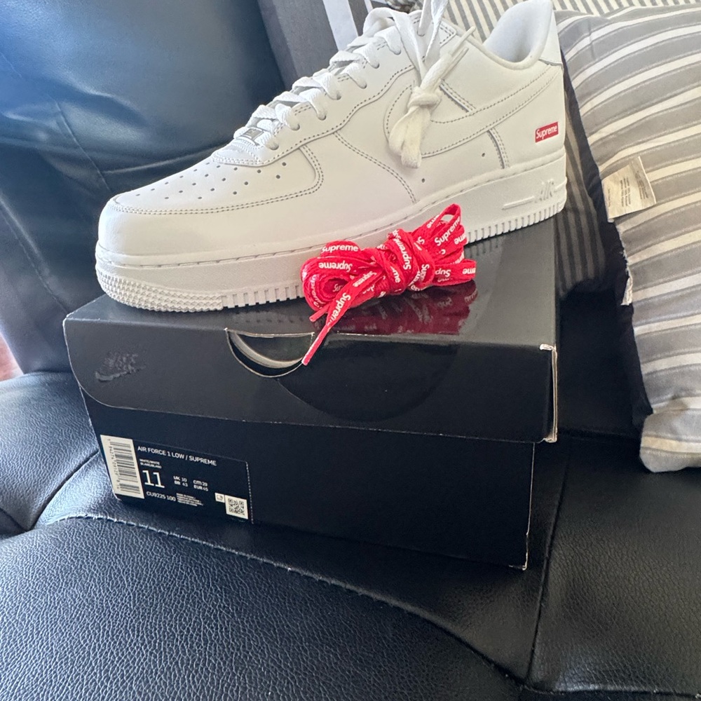 Nike Air Force 1 Low Supreme White with Red Accents